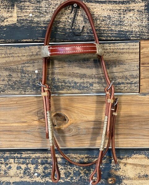 Double Buckle Browband Headstall w/ Rawhide