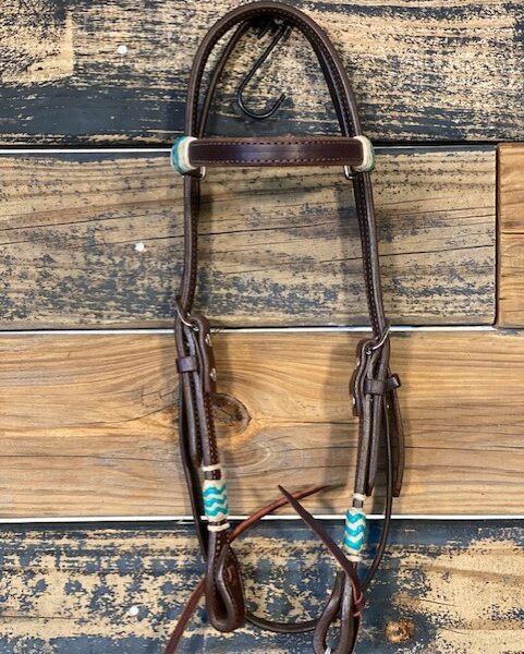 Double Buckle Browband Headstall w/ Rawhide