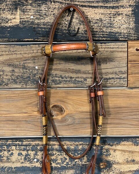 Double Buckle Browband Headstall w/ Rawhide